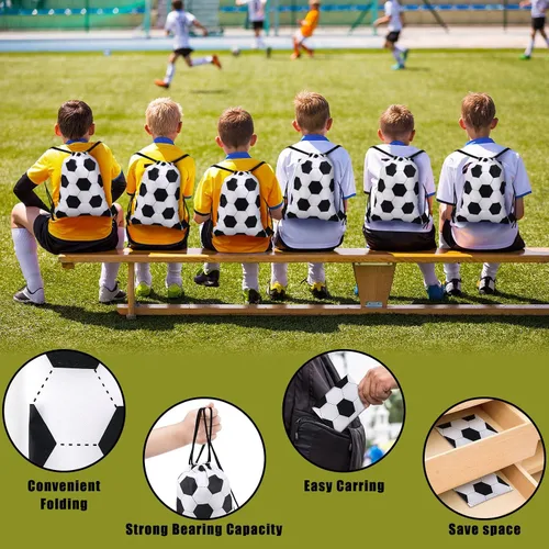 Miniatura 4 de Shappy 24 bolsas deportivas pequeñas con cordón, bolsa de caramelos, bolsas de regalo para fiestas deportivas (fútbol, 6.9 x 9.8 pulgadas)