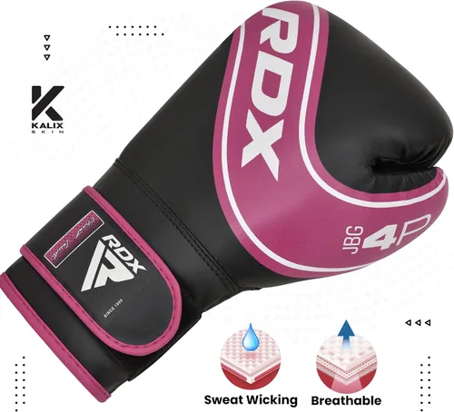 Miniatura 6 de Guantes de boxeo para niños RDX, 4 oz y 6 oz, Junior, de cuero Maya, con palma ventilada, para entrenamiento, Muay Thai, sparring, kickboxing, Rosa