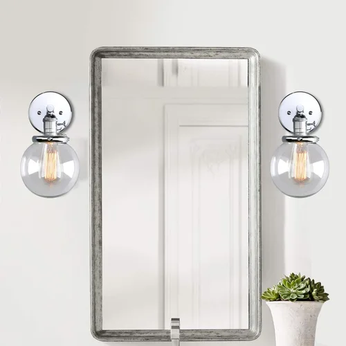 Miniatura 3 de Phansthy Aplique de pared industrial con forma de globo con toldo de cristal transparente de 5.9 pulgadas (cromado)