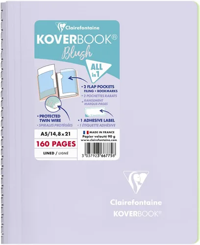 Miniatura 8 de Clairefontaine - Ref 961778C - Cuaderno con grapas Koverbook Blush (48 hojas) - Tamaño A5, regla rayada, papel de vitela cepillado de 3.17 oz/m²