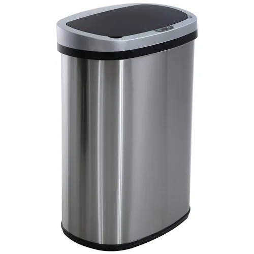 HCY Basurero de cocina automático de 13 galones de acero inoxidable con tapa, inteligente para cocina, oficina, sala de estar, baño (plateado)
