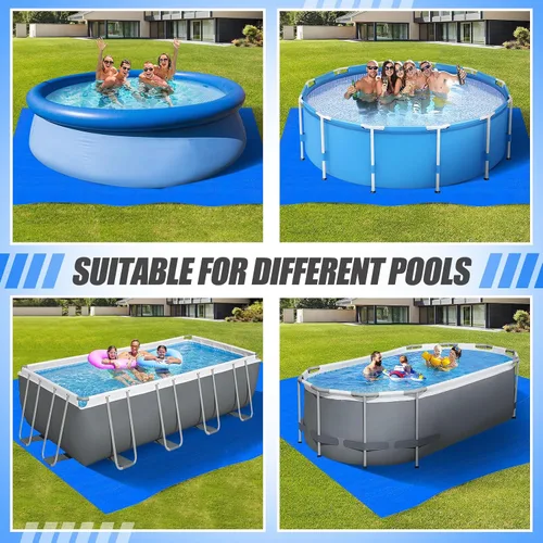 Miniatura 7 de Aulock Almohadillas de piscina de 16.4 x 16.4 pies para piscina sobre el suelo, lona rectangular impermeable de polietileno para piscinas de 8 a 15
