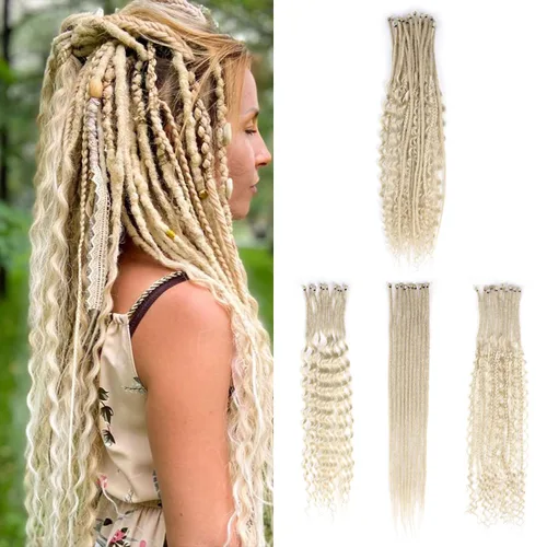 Miniatura 42 de 15 extensiones de rastas de doble extremo, 24 pulgadas, extensiones de rastas falsas de 0.6 pulgadas, color marrón degradado, extensiones de rastas