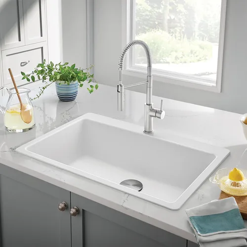 Miniatura 9 de Blanco Catris 1.5 GPM - Grifo de cocina extraíble con un solo orificio