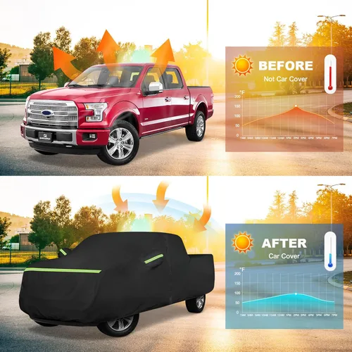Miniatura 7 de QUNSUNUS Funda impermeable para camioneta Ford F-150 Super Crew Cab de 6.5 pies de cama corta, cubierta exterior para camioneta con cremallera