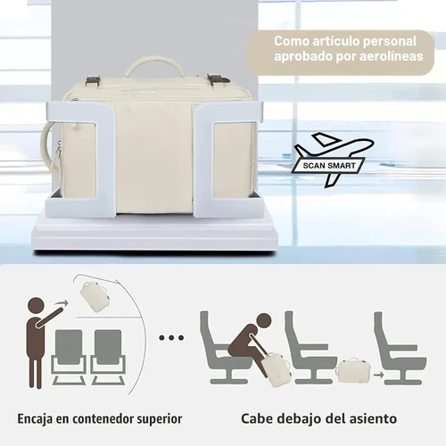Miniatura 3 de Hanples Mochila de viaje para mujeres y hombres, mochila grande para artículos personales, mochila para laptop aprobada por la TSA Flight, Beige