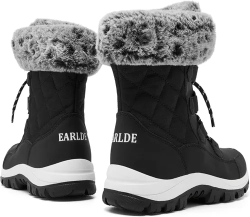Miniatura 5 de EARLDE Womens Snow Boot With Waterproof Lace Up Mid-Calf Outdoor Winter Deep Tread Rubber Sole