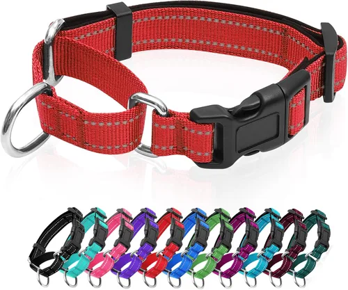 Miniatura 10 de Collares de perro Martingala reflectantes. Collar de perro con hebilla de liberación rápida. Collar ajustable de nailon transpirable acolchado suave