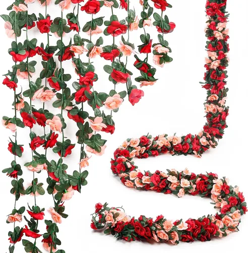 Miniatura 10 de Miracliy 5 guirnaldas de flores azules artificiales de 41 pies, guirnalda floral de primavera falsa para telón de fondo de pared de flores, boda