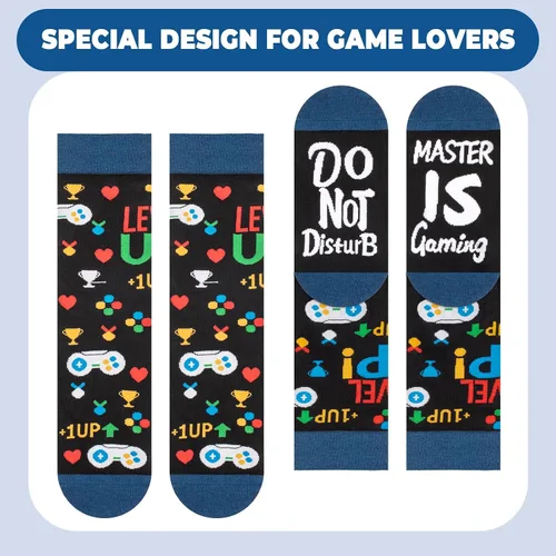 Miniatura 5 de FreeNFond Calcetines de juegos para hombres Calcetines divertidos regalos para jugadores, adolescentes, niños, papá, cumpleaños, regalos