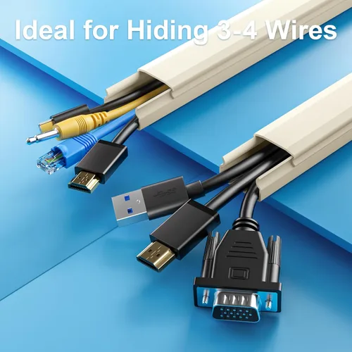 Miniatura 4 de Yecaye Ocultador de Cables de TV, 42 Pulgadas Ocultador de Cables Grande Beige, Cubiertas de Cables para 4 Cables, Ocultadores de Cables para TV