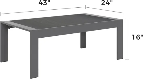 Miniatura 2 de Solaste - Mesa de café de aluminio para exterior, mesa rectangular de metal para patio todo clima, mueble para balcón, jardín, uso en interiores