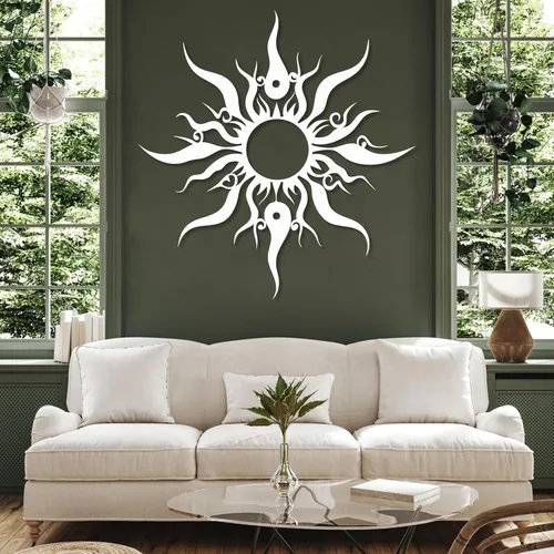 Miniatura 2 de Hotuijxca Arte de pared de sol loco de metal, decoración de metal con sol loco para sala de estar, dormitorio
