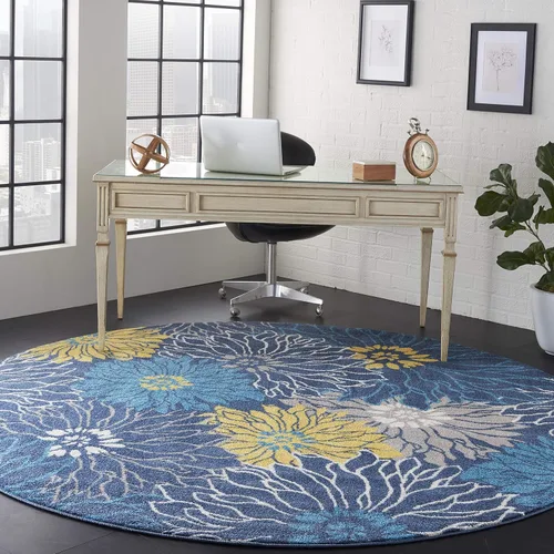 Miniatura 52 de Nourison Passion - Alfombra azul, de 6 pies, 7 pulgadas x 9 pies, 6 pulgadas, floral, campestre, fácil de limpiar, no desprende pelo