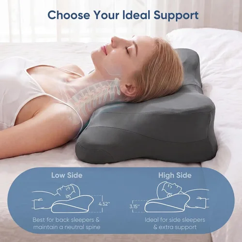 Miniatura 6 de Sweetcrispy Almohada cervical para cuello y hombro, almohadas ergonómicas de espuma viscoelástica, contorno lateral para adultos, soporte ortopédico