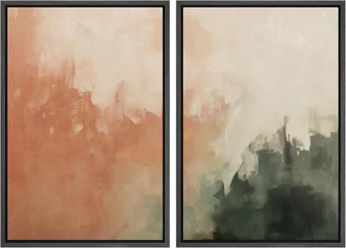 Miniatura 64 de SIGNWIN Lienzo enmarcado para pared, ilustraciones abstractas texturizadas en tonos beige terrosos, arte moderno, decorativo, contemporáneo