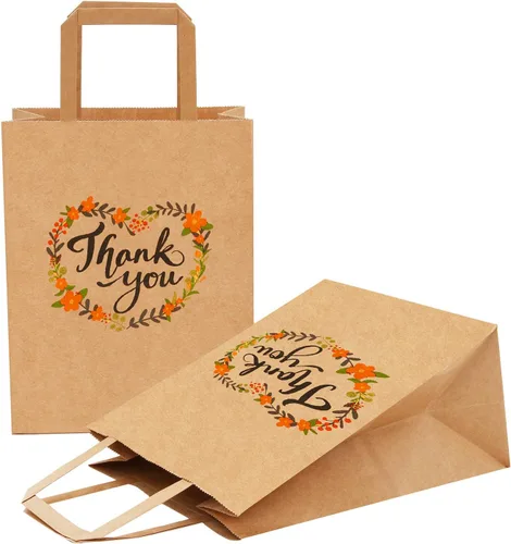 Miniatura 6 de 50 bolsas de regalo de agradecimiento a granel, 8 x 4.75 x10 pulgadas, bolsas pequeñas de regalo de papel de estraza con asas, bolsas para regalos