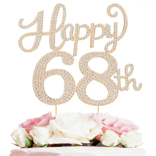 Miniatura 132 de LASKYER Decoración de feliz cumpleaños número 10, decoración de pastel de diamantes de imitación dorados de 10º cumpleaños – Letrero de metal