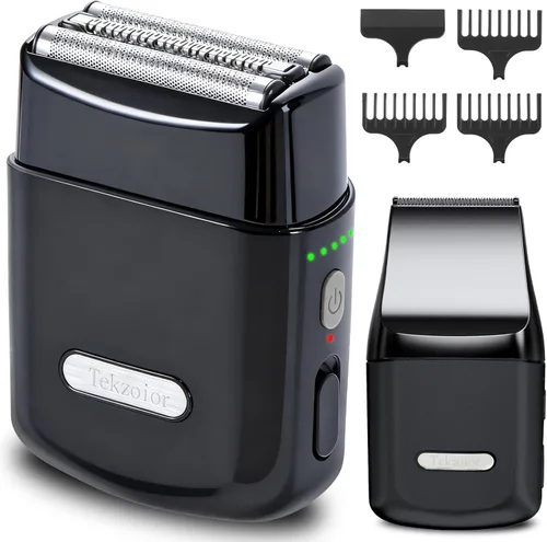 Afeitadora y cortadora de pelo recargable 2 en 1 para hombre, recortadora de barba y patillas, 3 cuchillas flotantes, motor de alta velocidad de