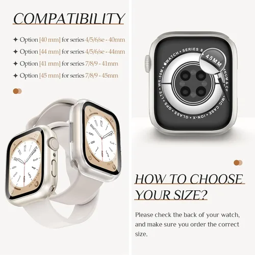 Miniatura 6 de Goton - 2 fundas para protector de pantalla de Apple Watch de 40 mm, series 6/5/4, SE 3/2/1, funda de protección de PC impermeable con vidrio