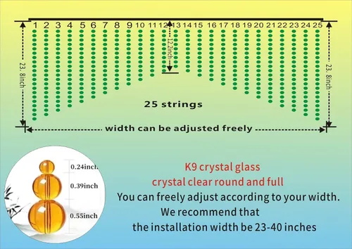 Miniatura 6 de Cortina de cuentas de cristal para puertas, cortinas colgantes de cuentas de vidrio para ventanas, divisores de habitación, dormitorio, cafetería