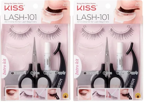 KISS Lashes True - Kit de extensiones de pestañas todo en uno para principiantes, 1 par (paquete de 2)