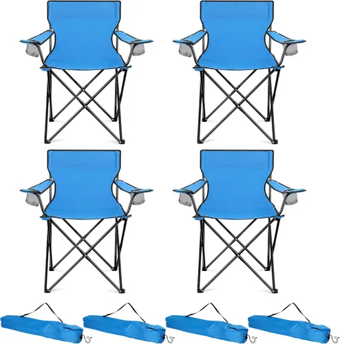 Miniatura 8 de HaSteeL Paquete de 4 sillas de campamento, sillas plegables de gran tamaño con portavasos para adultos, silla portátil y bolsa de transporte
