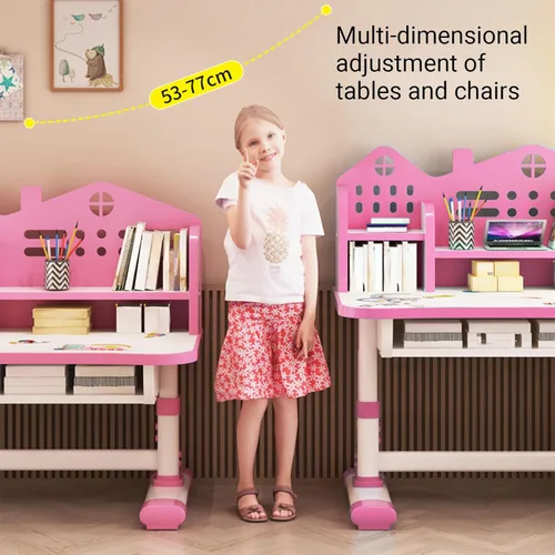 Miniatura 2 de Juegos de mesa y sillas para niños, mesa y sillas de altura ajustable de 3 a 16 años, mesa y sillas de escuela primaria y secundaria, escritorios
