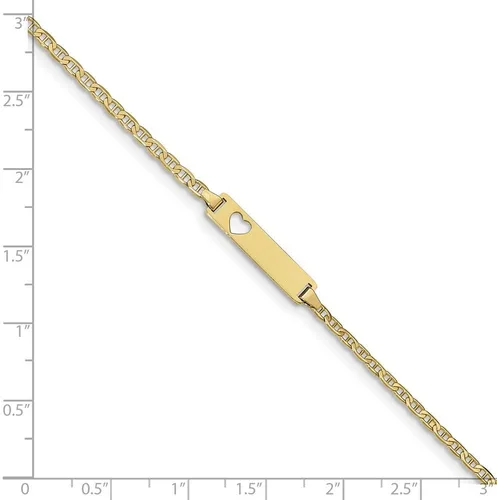 Miniatura 3 de Pulsera de identificación de ancla plana de oro amarillo sólido de 10 quilates con placa de identificación grabable con cierre de langosta de 7