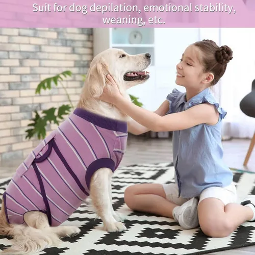Miniatura 9 de Kuoser - Traje de recuperación para cirugía de perro, traje de recuperación suave y transpirable para perros hembra esterilizados y machos Rayas