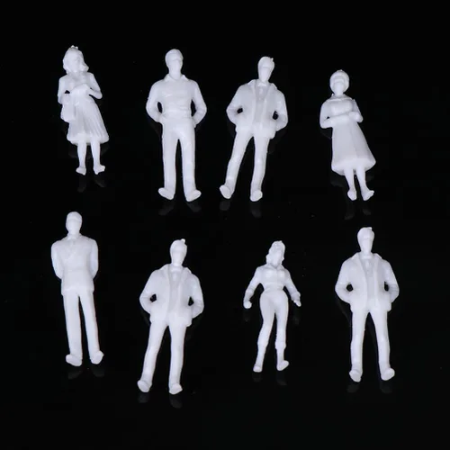 Miniatura 7 de SUPVOX The Uncolored Model Miniature White People Figuras 50 piezas de figuras de plástico para diseño de tren modelo, paisaje arquitectónico