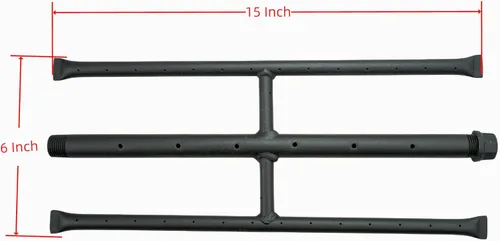 Miniatura 2 de Quemador H rectangular para chimenea de gas y hoguera con quemador de gas con 3 tubos (38 cm) Patente solicitada