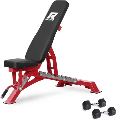 Miniatura 11 de RITFIT Banco de pesas ajustable con múltiples posiciones de espalda para entrenamientos de cuerpo completo, inclinación, declive y ajustes planos