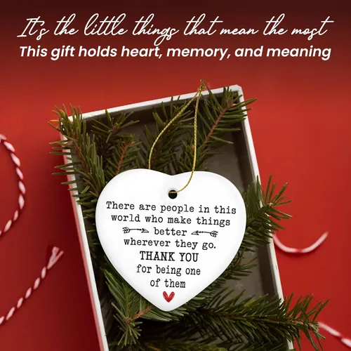 Miniatura 7 de TEEZWONDER Regalos de Navidad de Agradecimiento para Mujeres - Adornos Navideños de Cerámica 2025 con Tarjeta para Decoraciones del Árbol - Regalos