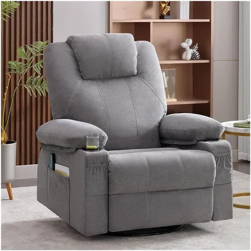 Mecedora reclinable con masaje y calefacción, silla ergonómica giratoria para sala de estar sofá individual clásico