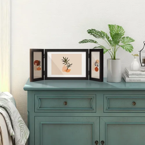 Miniatura 4 de Sonefreiy Marco de Fotos Múltiple, Collage de 3 Marcos de Fotos 4x6 y 5x7 en Madera Triple Negra para Escritorio y Pared, Regalo para Familia