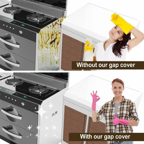 Miniatura 2 de Fundas de silicona para huecos para encimera de cocina, resistentes al calor, no pegajosas, sellos de relleno entre encimera, estufa, horno, Blanco