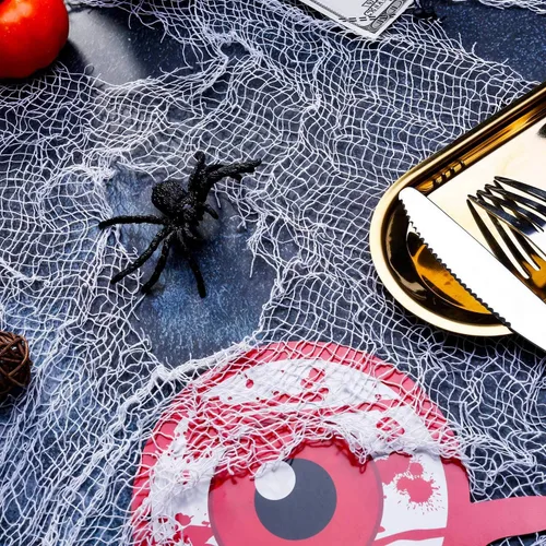 Miniatura 4 de Paquete de 4 paños espeluznantes de Halloween de tela espeluznante de tela suelta de gasa de gasa extraña para decoración de fiesta de Halloween