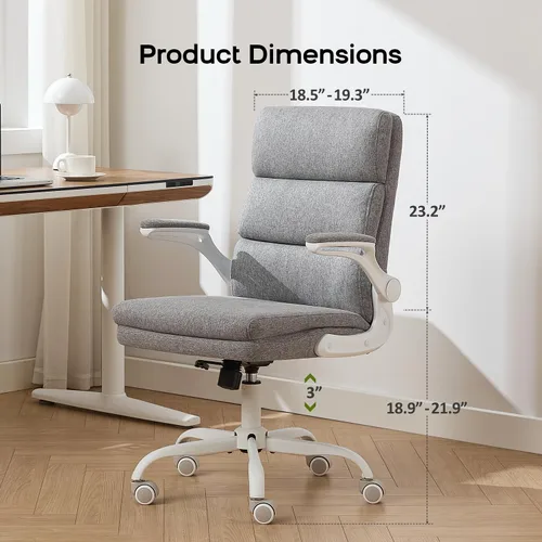 Miniatura 2 de amseatec Silla de Oficina Ajustable Silla de Escritorio Respaldo Medio Ejecutiva Cómoda de Tela Ergonómica Soporte para la Espalda Silla de Cemento