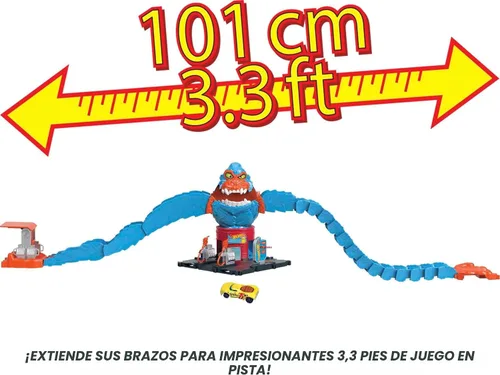 Miniatura 3 de Conjunto de pista de juguete Hot Wheels Gator Loop Attack en Pizza Place con coche a escala 1:64, se conecta a otros conjuntos