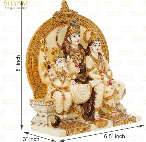 Miniatura 4 de Estatua de la familia hindú Lord Shiva - Escultura de ídolo de Shiv, Parvati y Ganesh, figura de Dios Shiv Parivaar, ídolos de dios hindúes