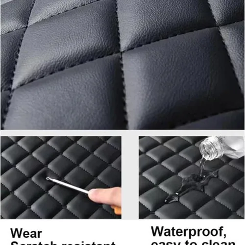 Miniatura 3 de Tapetes para piso de automóvil, de piel sintética impermeable, cobertura completa para la mayoría de los automóviles, SUV y camiones, forros Beige
