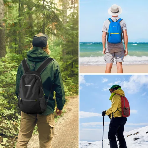 Miniatura 7 de Gonex Mochila Ultraligera Plegable de 20L, Práctica, Plegable para Camping, Viajes al Aire Libre, Ciclismo, Mochila Escolar Rojo