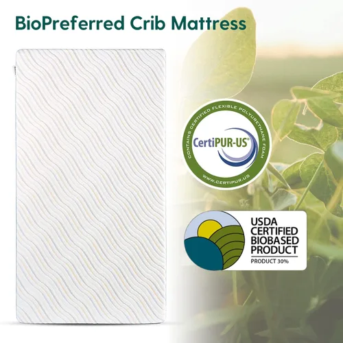 Miniatura 2 de BABELIO Colchón de cuna y para niños pequeños de doble cara a base biológica, CertiPUR-US, funda extraíble impermeable y lavable a máquina