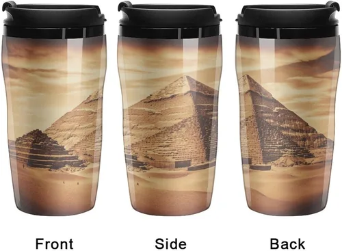 Miniatura 4 de Vintage Great Egyptian Pyramid Coffee Cup Hot Coffee Travel Mug Reusable Iced Coffee Cups Double Heat Insulation Coffee Mug with Leak-Proof Lid