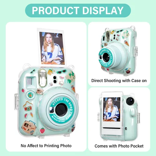 Miniatura 4 de Funda rígida transparente mejorada con adhesivo de bricolaje para cámara instantánea Fujifilm Instax Mini 12, funda transparente Instax Mini 12