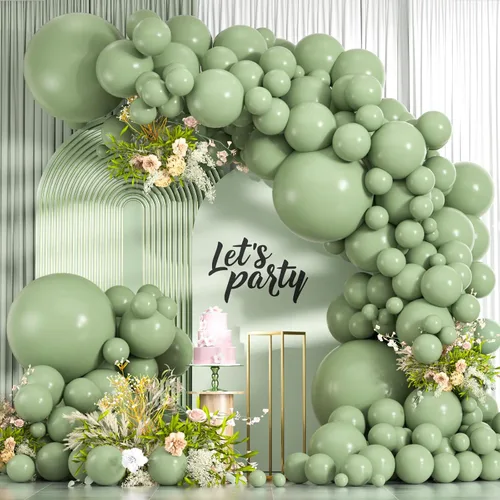 Miniatura 18 de 114 globos de color verde lima, globos de látex verde claro de 18/12/10/5 pulgadas para decoración de fiesta de dinosaurio, baby shower, selva