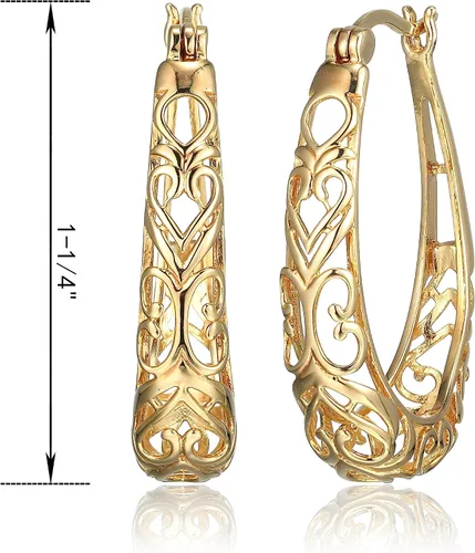 Miniatura 5 de Amazon Essentials Pendientes de aro ovalados de filigrana de plata de ley (anteriormente colección Amazon)