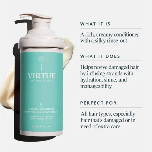 Miniatura 2 de VIRTUE Acondicionador de recuperación con queratina hidrata, suaviza y renueva el cabello dañado, sin sulfatos y color seguro