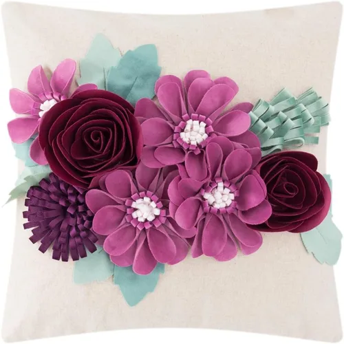 JWH Funda de almohada decorativa con diseño de flores 3D, funda de almohada colorida hecha a mano para cama, sala de estar, sofá, oficina, 18 x 18